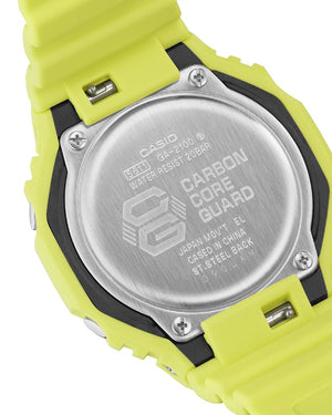 Orologio digitale e analogico da uomo Casio G-Shock con cassa 48x45mm e cinturino in resina di colore giallo fluo GA-2100-9A9ER