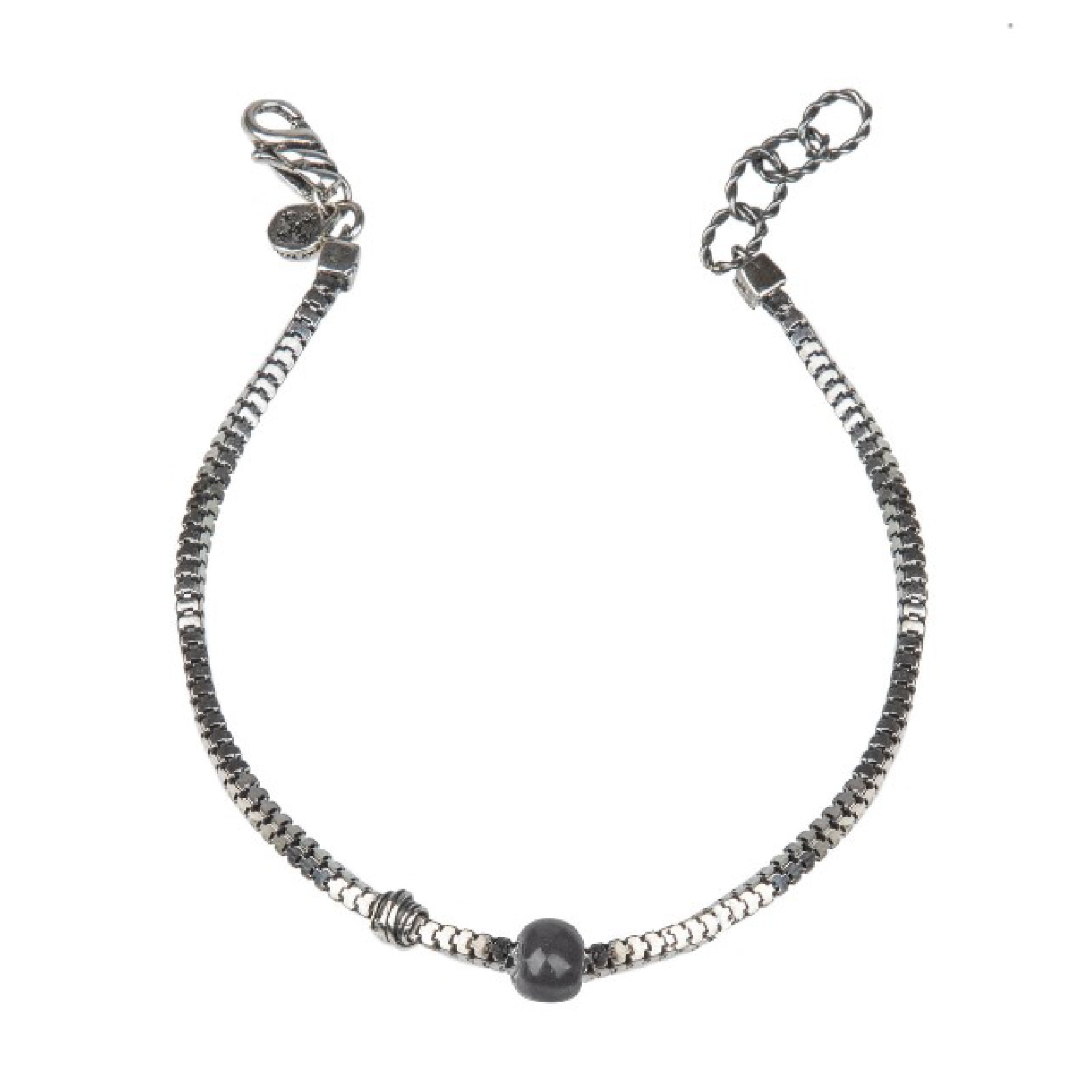 Bracciale uomo Giacomo Burroni in argento 925 pietra grigia Regolabile 19-21 cm