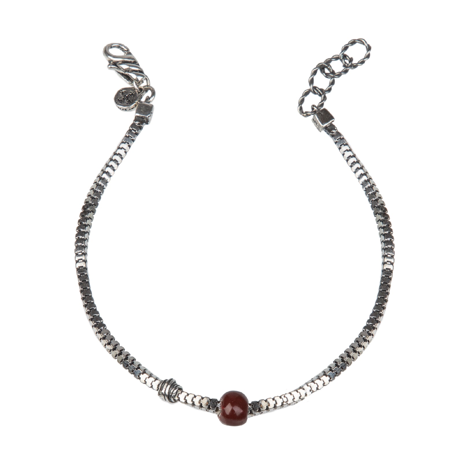 Bracciale uomo Giacomo Burroni in argento 925 pietra rossa Regolabile 19-21 cm