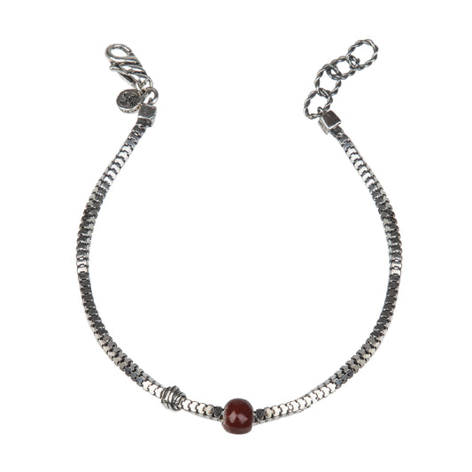 Bracciale uomo Giacomo Burroni in argento 925 pietra rossa Regolabile 19-21 cm