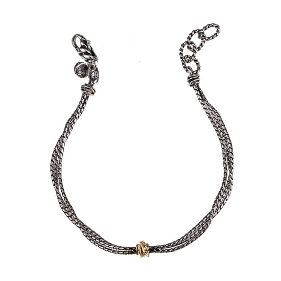 Bracciale da uomo Giacomo Burroni argento con nodo in oro Regolabile 19-21 cm