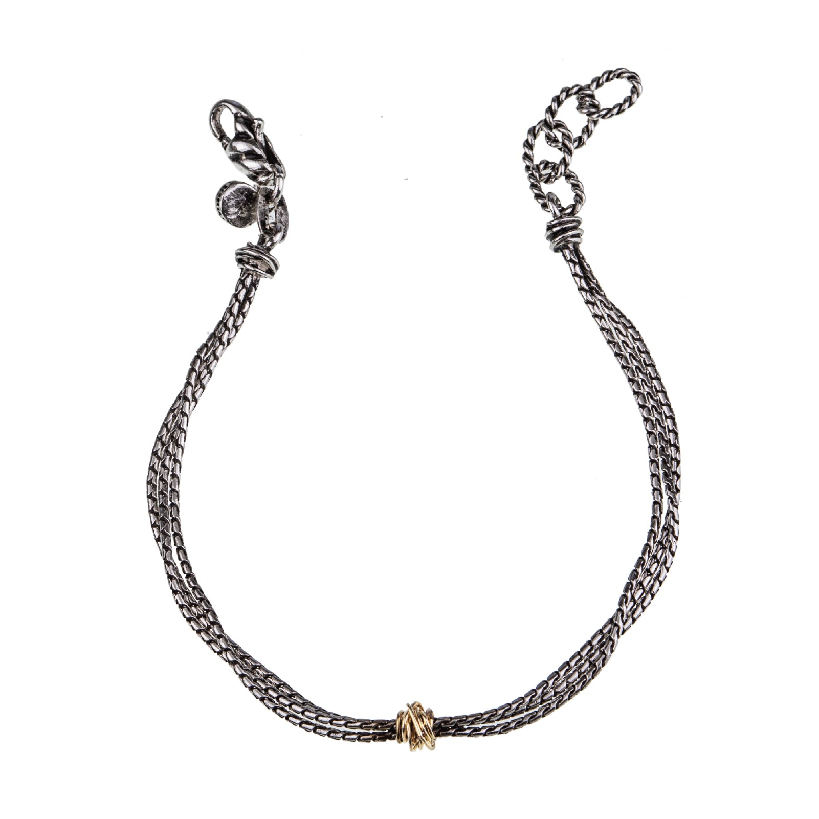 Bracciale da uomo Giacomo Burroni argento con nodo in oro Regolabile 19-21 cm