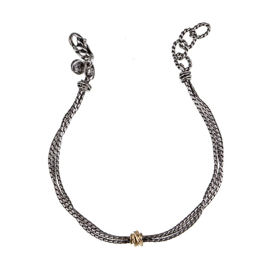 Bracciale da uomo Giacomo Burroni argento con nodo in oro Regolabile 19-21 cm