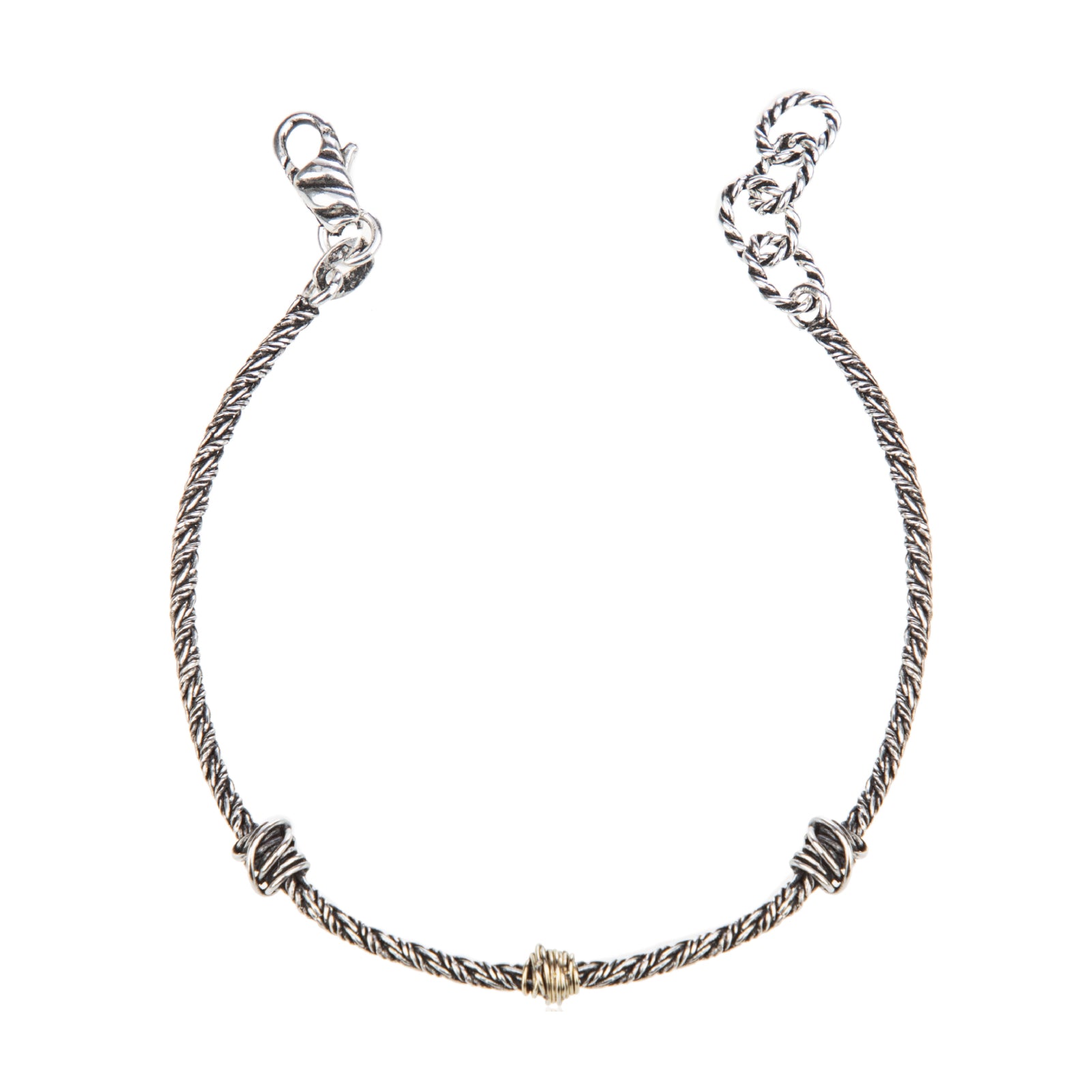 Bracciale uomo Giacomo Burroni argento 925 con tre nodi Regolabile 19-21 cm