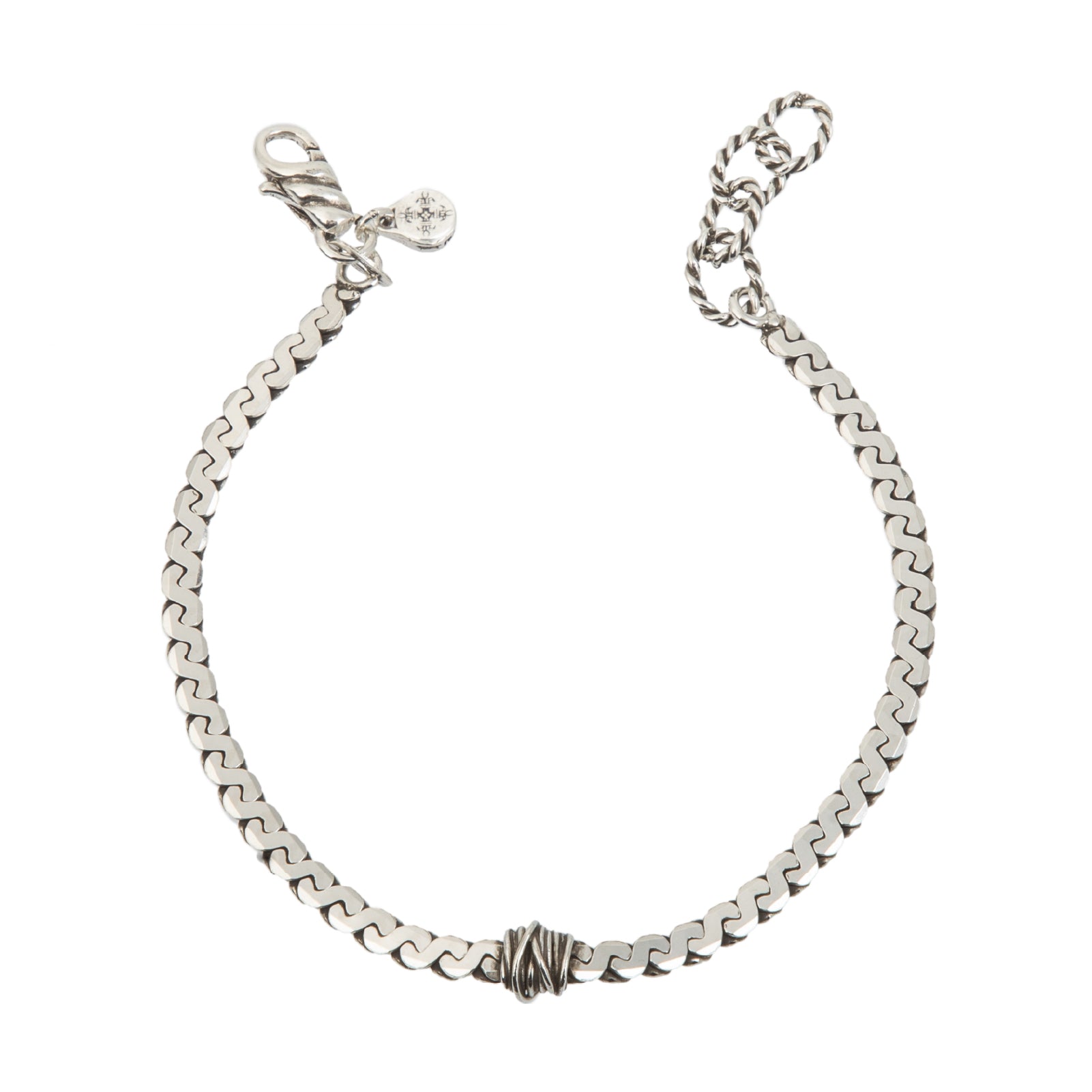 Bracciale catena con nodo uomo Giacomo Burroni in argento Regolabile 19-21 cm