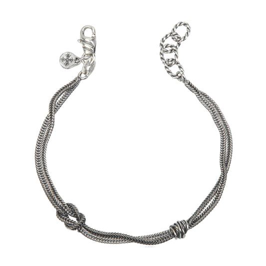 Bracciale catena spessa Giacomo Burroni in argento 2 nodi Regolabile 19-21 cm