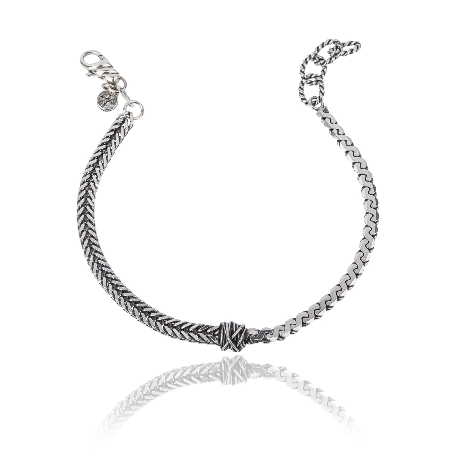 Bracciale Giacomo Burroni in argento con catena piattina Regolabile 19-21 cm