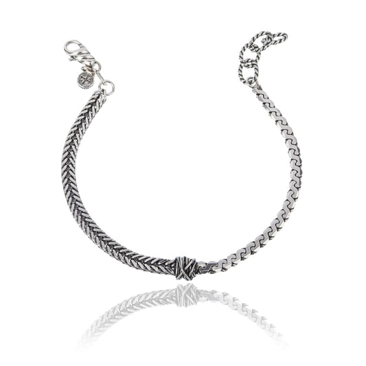 Bracciale Giacomo Burroni in argento con catena piattina Regolabile 19-21 cm