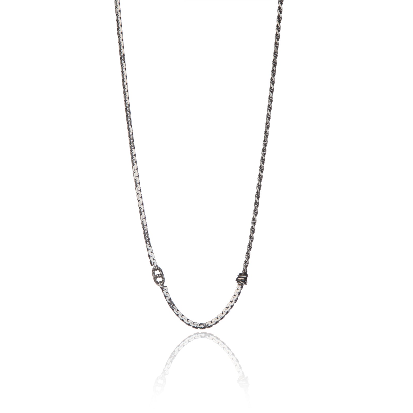 Collana uomo Giacomo Burroni argento 925 con due nodi MISURA UNICA