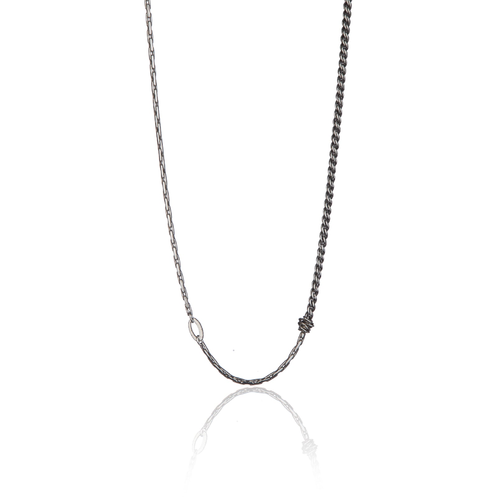 Collana 3 catene uomo Giacomo Burroni argento e due nodi MISURA UNICA