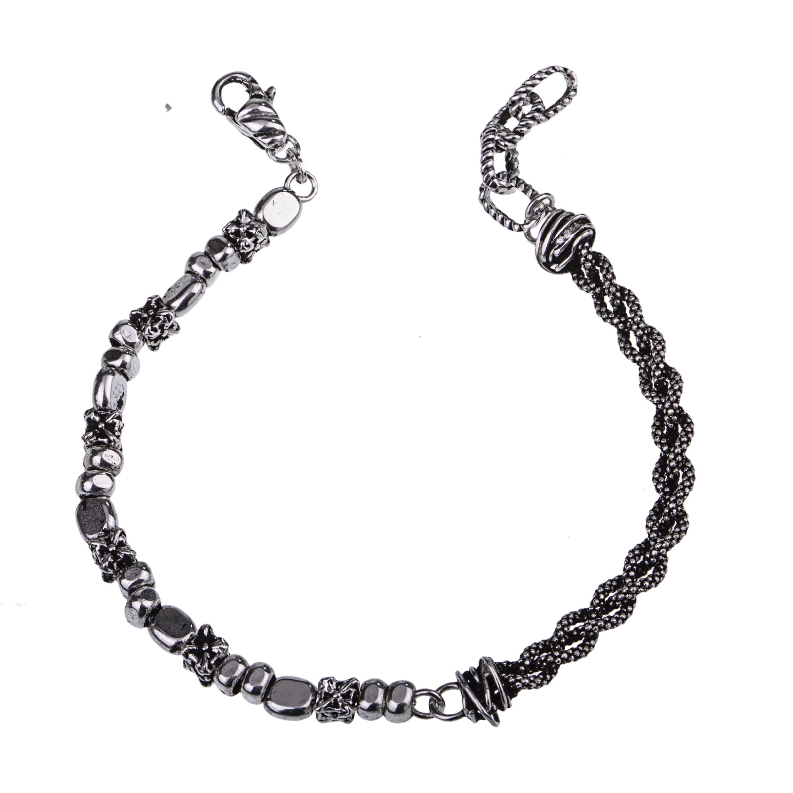 Bracciale uomo Giacomo Burroni argento pepite e cubi gotici Regolabile 19-21 cm