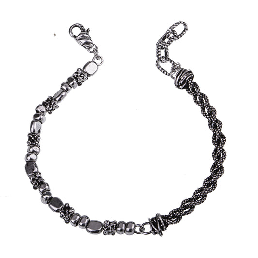 Bracciale uomo Giacomo Burroni argento pepite e cubi gotici Regolabile 19-21 cm