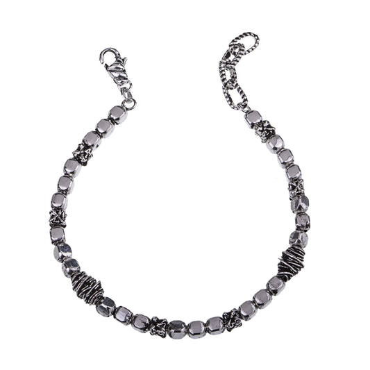 Bracciale uomo Giacomo Burroni argento filigrana e pepite Regolabile 19-21 cm