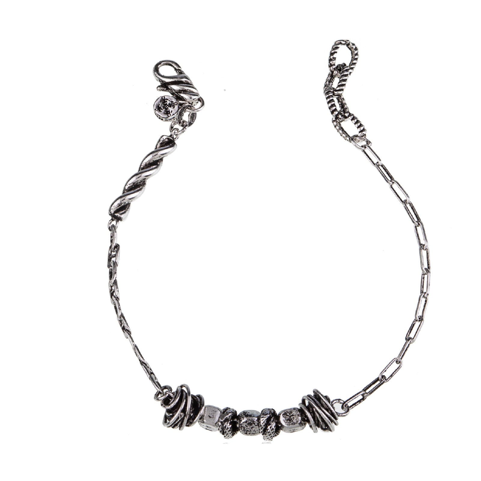 Bracciale uomo Giacomo Burroni argento con decoro fantasia Regolabile 19-21 cm