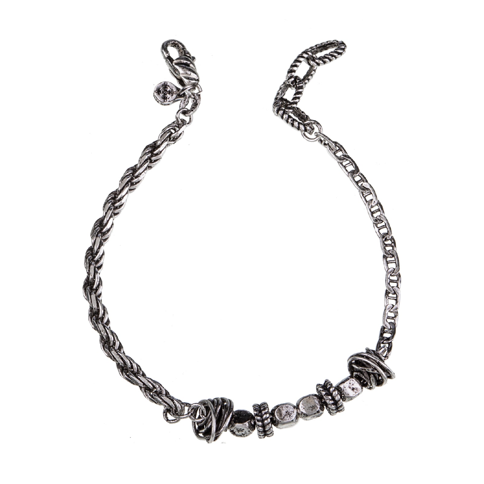 Bracciale uomo Giacomo Burroni argento 925 decoro fantasia Regolabile 19-21 cm