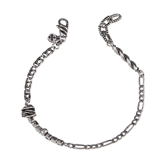 Bracciale uomo Giacomo Burroni argento 925 con filo ritorto Regolabile 19-21 cm