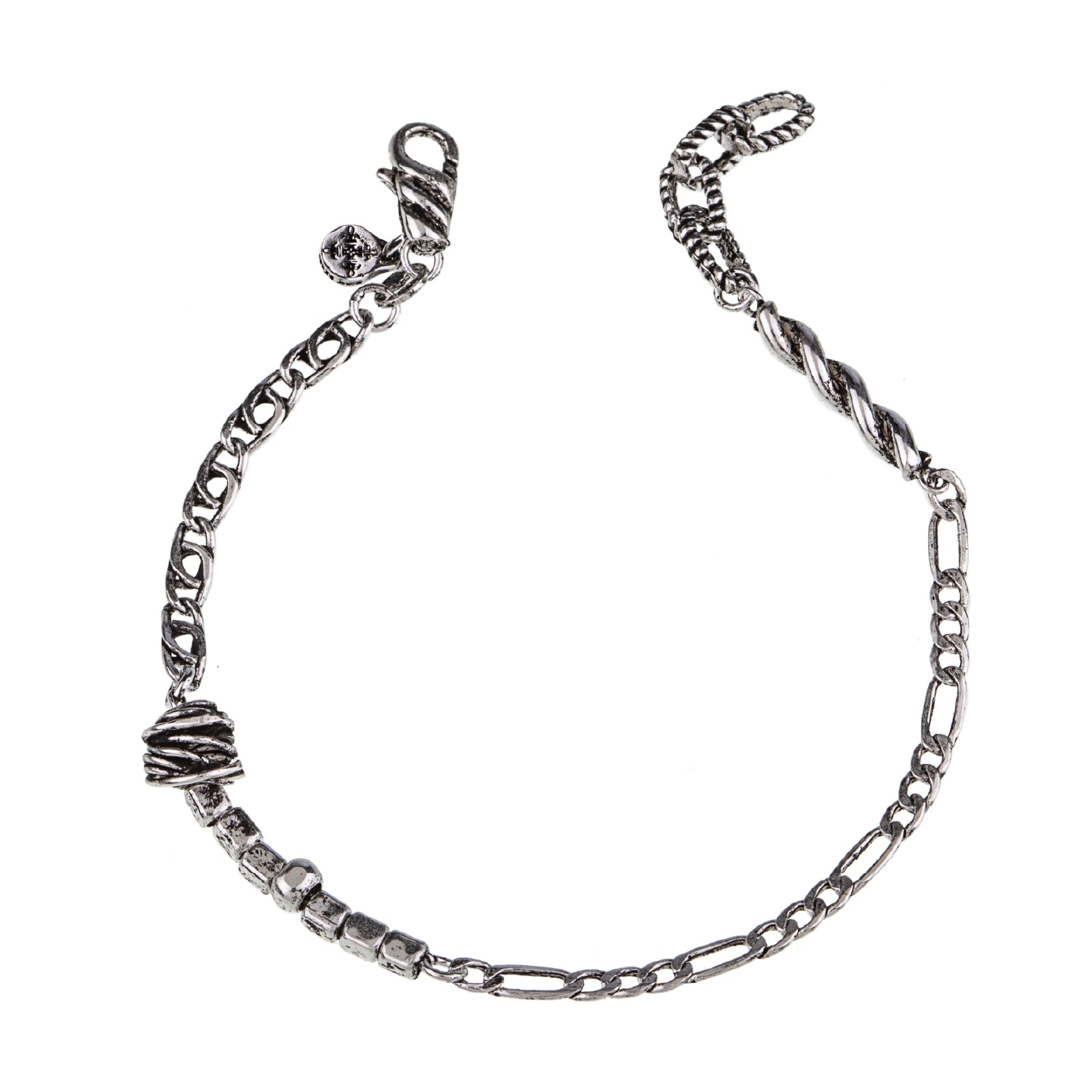 Bracciale uomo Giacomo Burroni argento 925 con filo ritorto Regolabile 19-21 cm