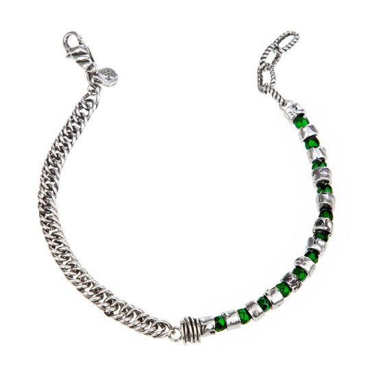 Bracciale uomo Giacomo Burroni argento con pietre nere Regolabile 19-21 cm