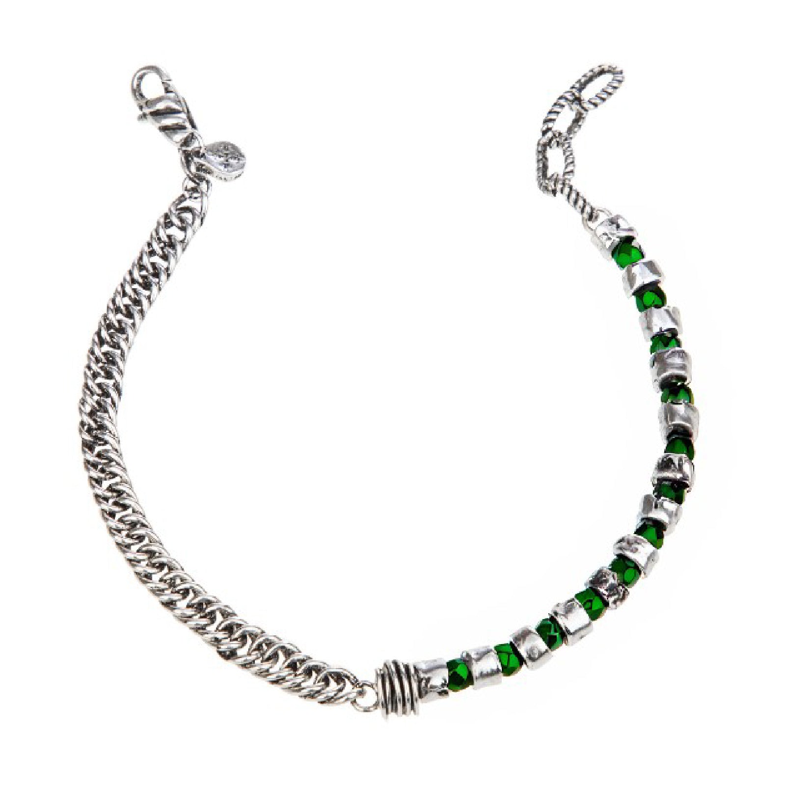 Bracciale uomo Giacomo Burroni argento con pietre nere Regolabile 19-21 cm