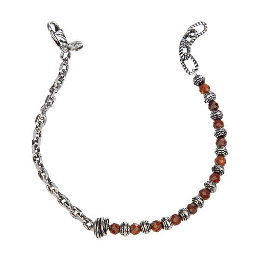 Bracciale uomo Giacomo Burroni argento con pietre verdi Regolabile 19-21 cm