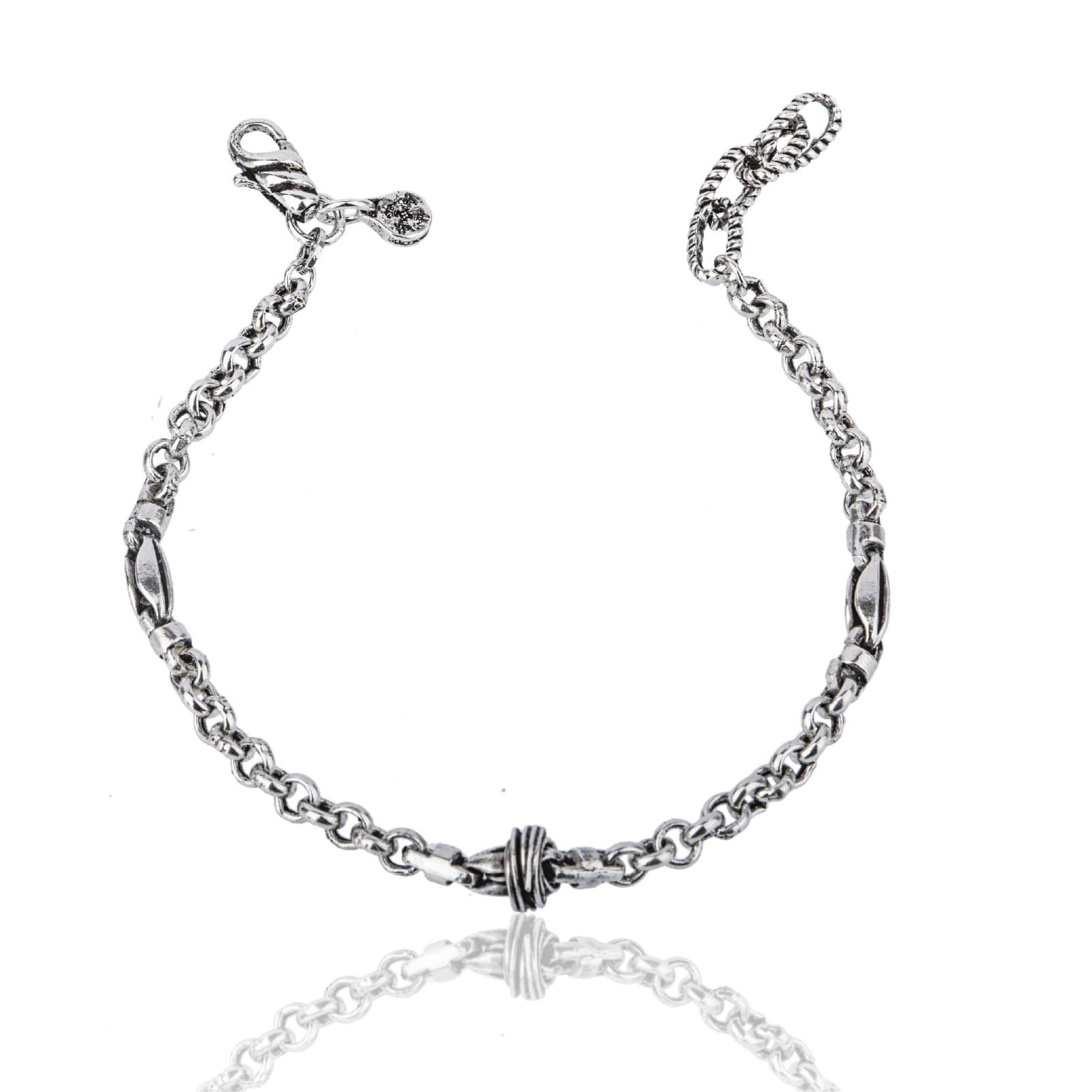 Bracciale Giacomo Burroni in argento elementi e nodini Regolabile 19-21 cm