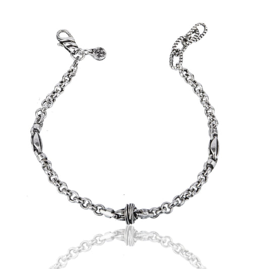 Bracciale Giacomo Burroni in argento elementi e nodini Regolabile 19-21 cm