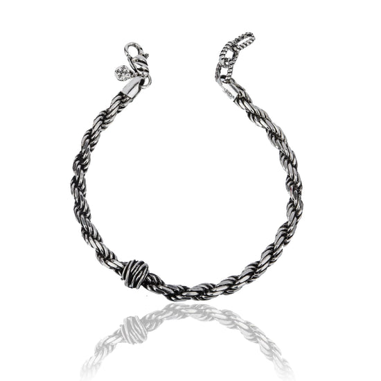 Bracciale Giacomo Burroni argento con catena diamantata Regolabile 19-21 cm