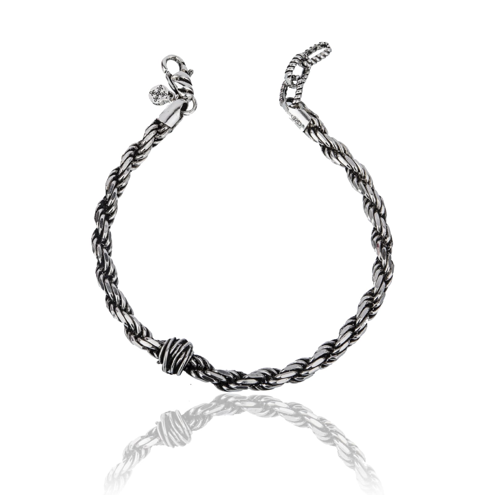 Bracciale Giacomo Burroni argento con catena diamantata Regolabile 19-21 cm