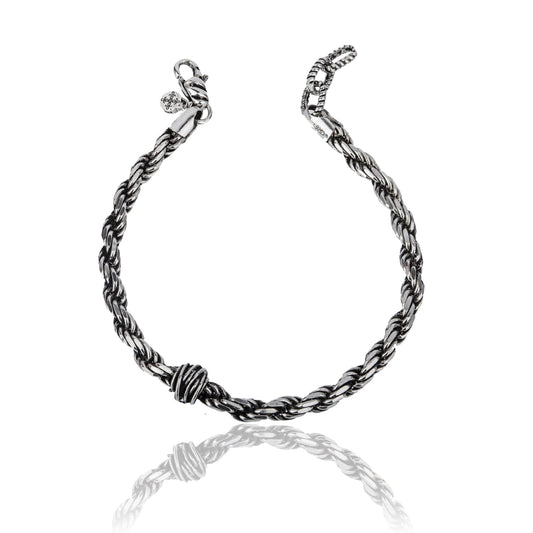 Bracciale Giacomo Burroni argento con catena diamantata Regolabile 19-21 cm