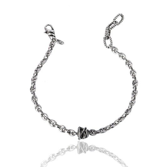 Bracciale Giacomo Burroni in argento con maglie marine Regolabile 19-21 cm
