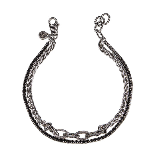 Bracciale uomo Giacomo Burroni argento catena e tennis Regolabile 19-21 cm