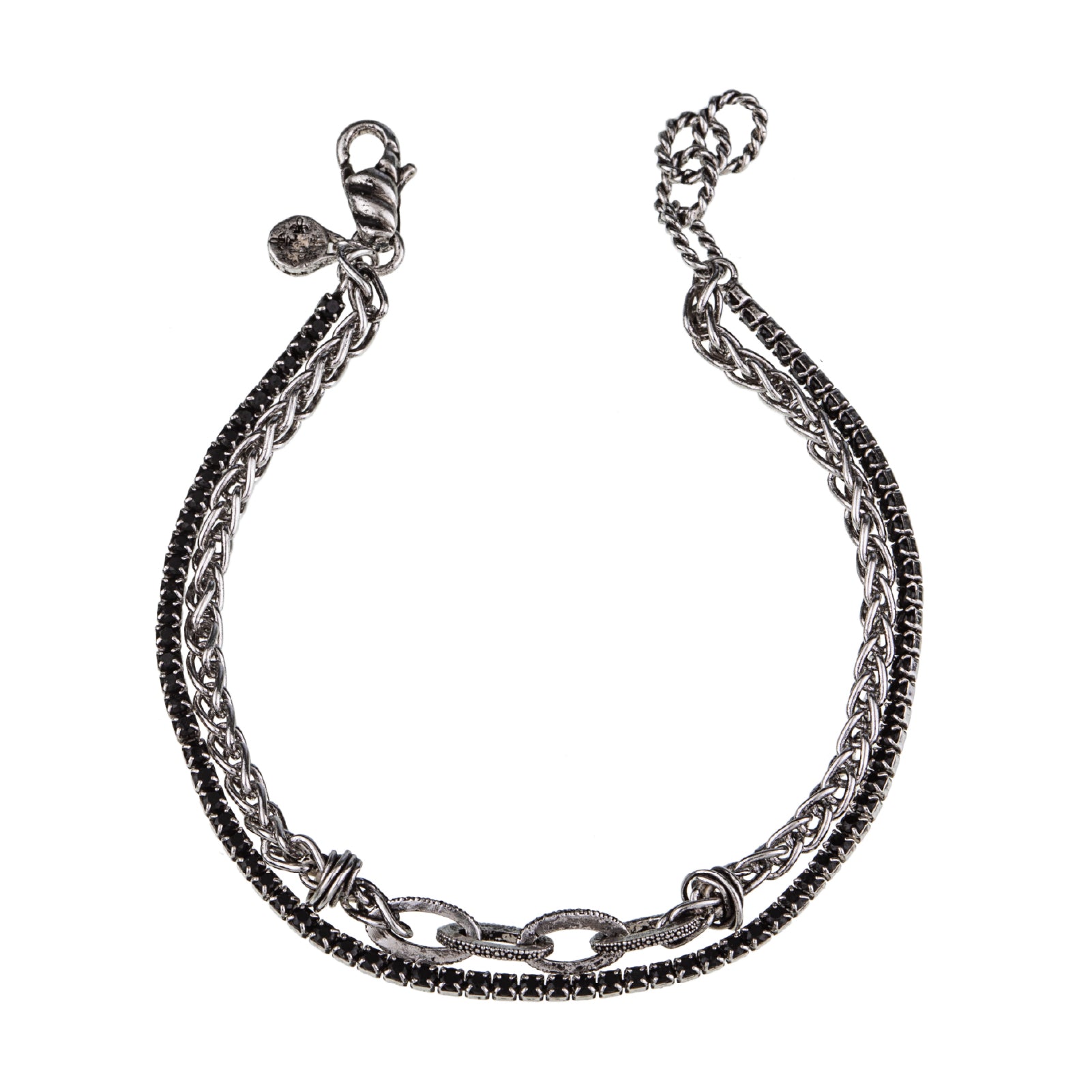 Bracciale uomo Giacomo Burroni argento catena e tennis Regolabile 19-21 cm