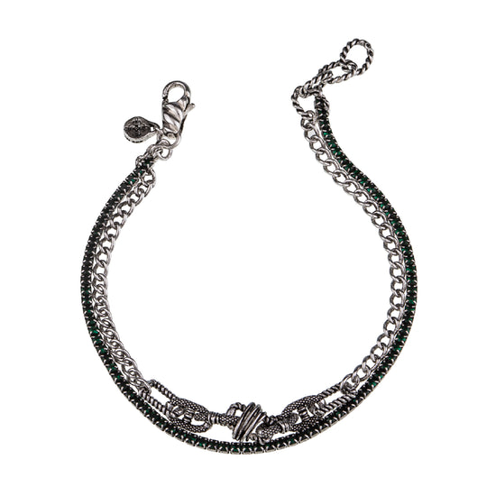 Bracciale uomo Giacomo Burroni argento con catena e tennis Regolabile 19-21 cm