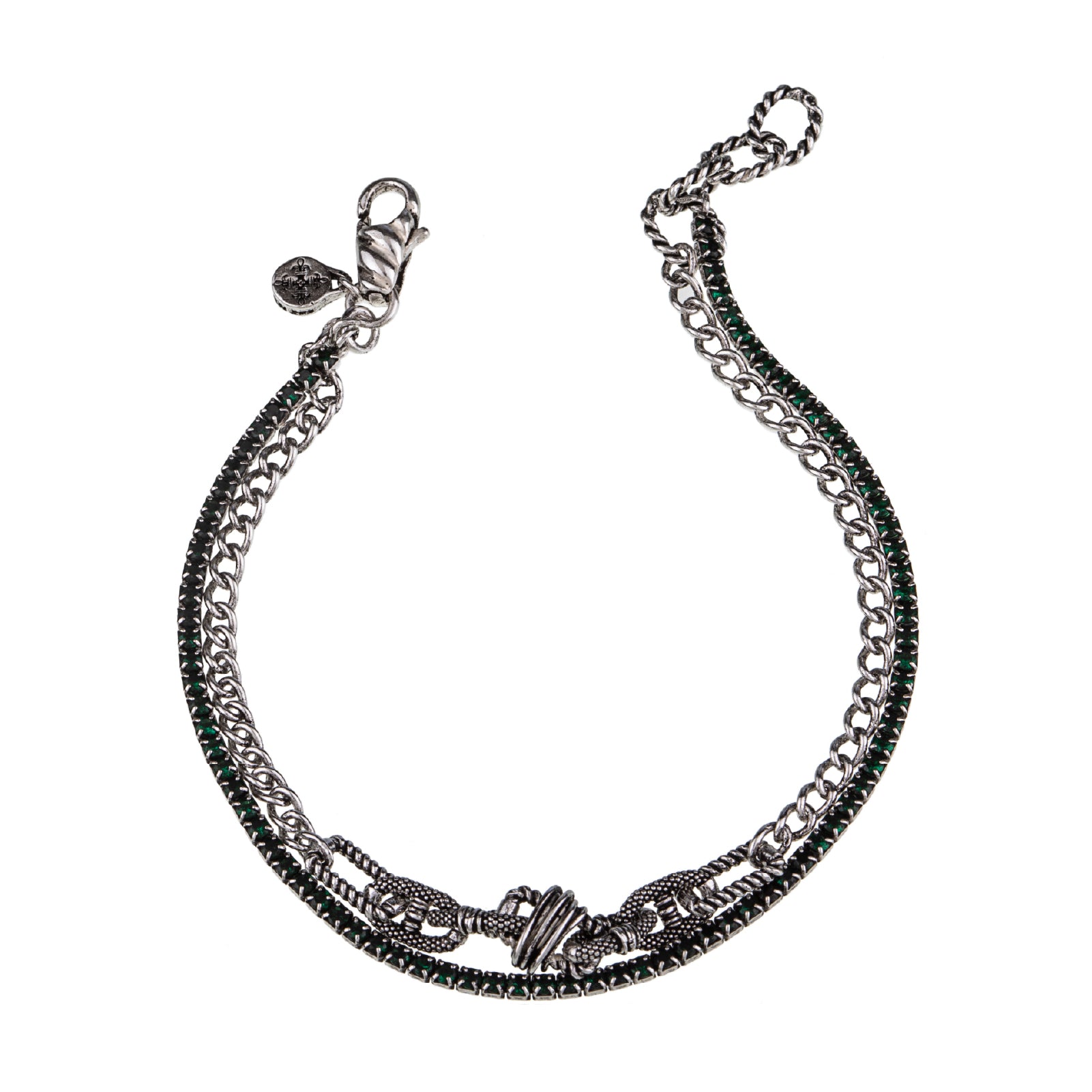 Bracciale uomo Giacomo Burroni argento con catena e tennis Regolabile 19-21 cm