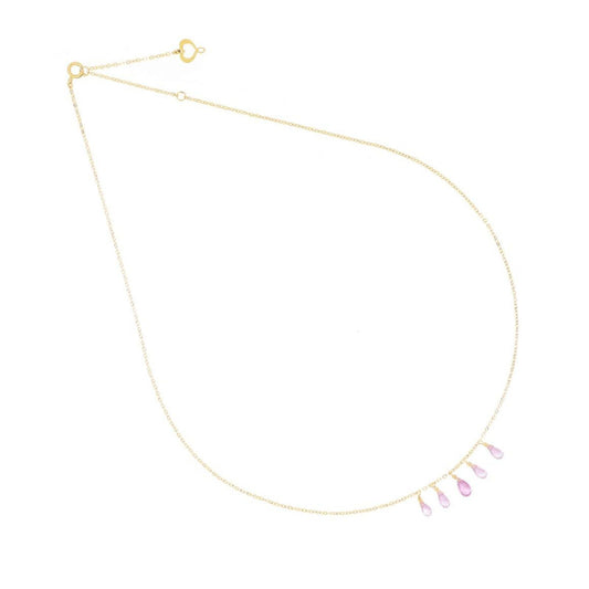 Collana donna Maman et Sophie Aurum oro giallo 5 gocce di zaffiro rosa GCDRP5ZR-1