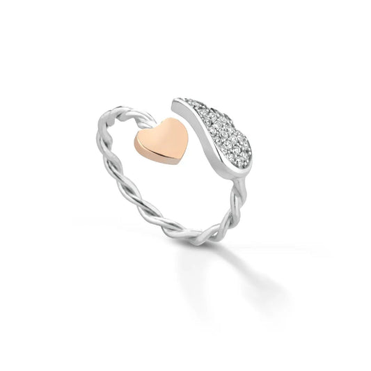 Anello donna Roberto Giannotti Microlighting in argento con cuore, ala e zirconi GIA445-1