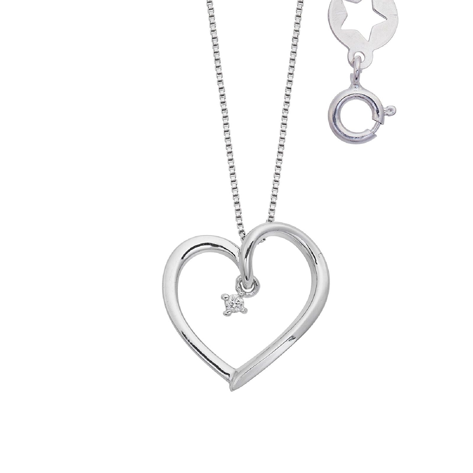 Collana donna Comete Cuori oro bianco cuore e diamante di carati 0,01, G e SI GLB1647-1