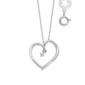 Collana donna Comete Cuori oro bianco cuore e diamante di carati 0,01, G e SI GLB1647-1