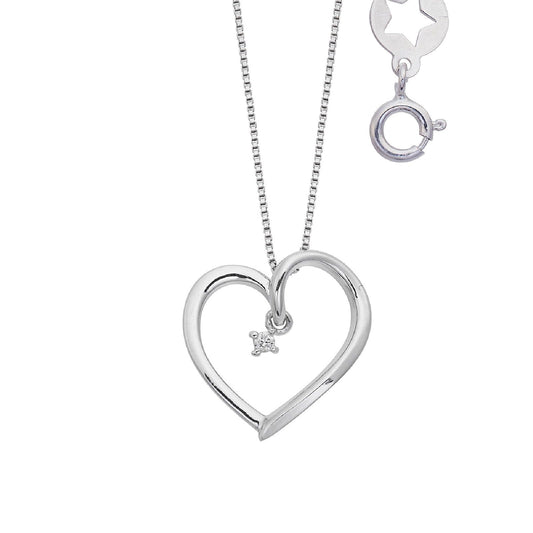 Collana donna Comete Cuori oro bianco cuore e diamante di carati 0,01, G e SI GLB1647-1