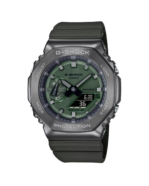 Orologio digitale e analogico da uomo Casio G-Shock con cassa 49x44mm e cinturino in resina di colore verde GM-2100B-3AER
