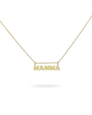 Collana da donna Rue Des Mille Mum Selection in argento 925 dorato con al centro la scritta mamma GR-022.MAMMA.AU