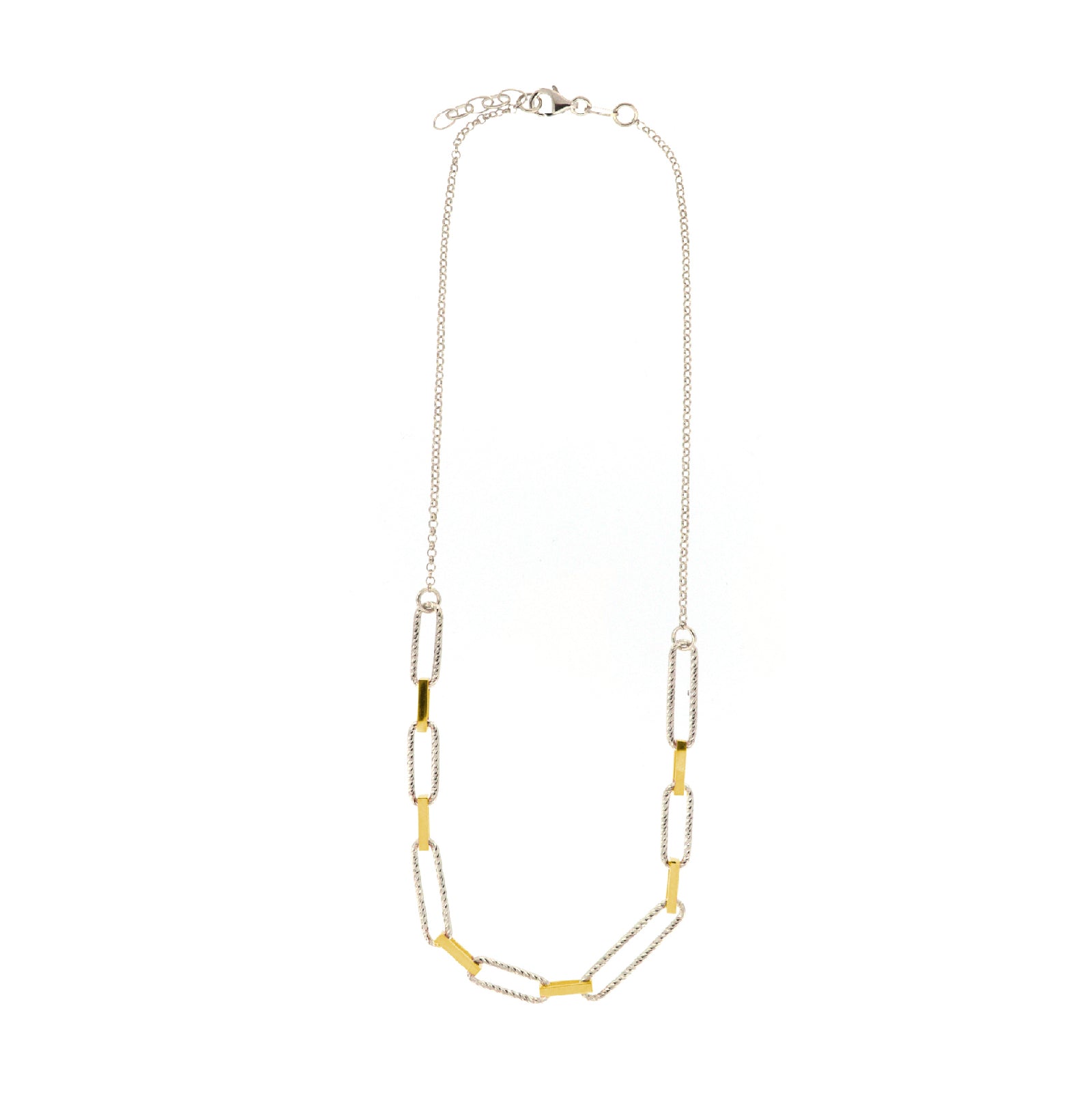 Collana girocollo donna Fraboso Gioielli argento maglie ovali piccole oro GR10507BP