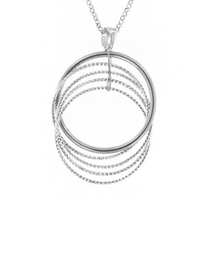 Collana girocollo da donna della collezione Fraboso Gioielli in argento 925 rodiato ciondolo con cerchi GR10626RHCR
