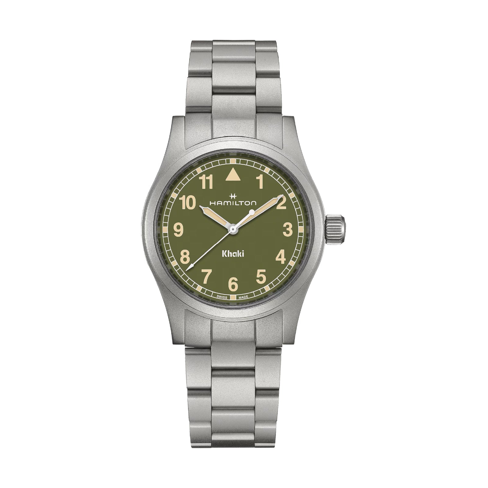 Orologio solo tempo uomo Hamilton in acciaio quadrante verde MISURA UNICA