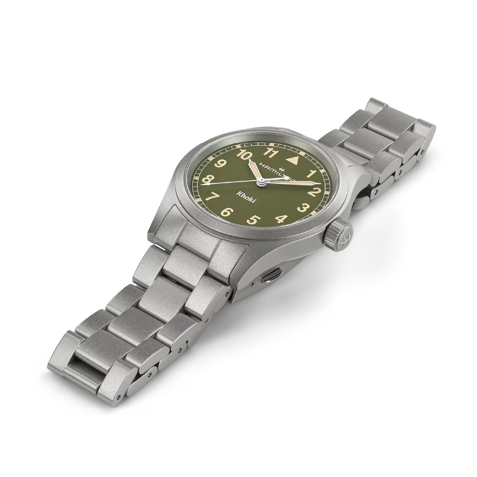 Orologio solo tempo uomo Hamilton in acciaio quadrante verde MISURA UNICA