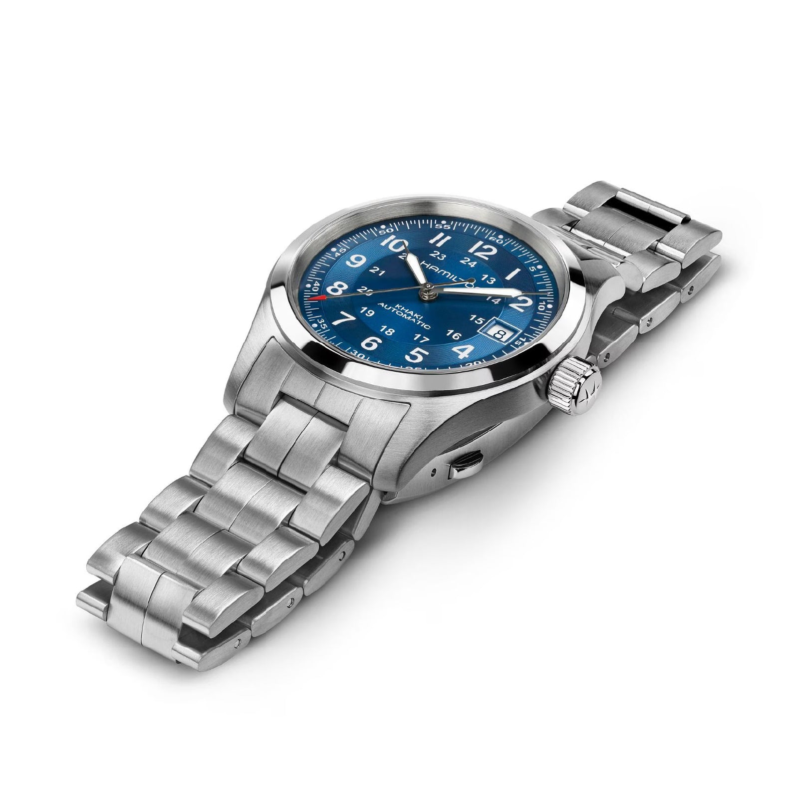 Orologio automatico da uomo Hamilton in acciaio quadrante blu MISURA UNICA