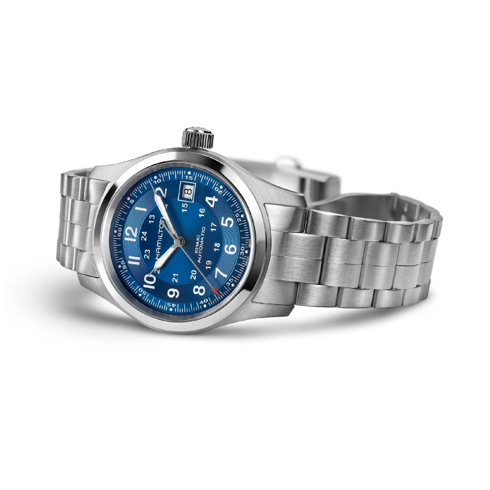 Orologio automatico da uomo Hamilton in acciaio quadrante blu MISURA UNICA