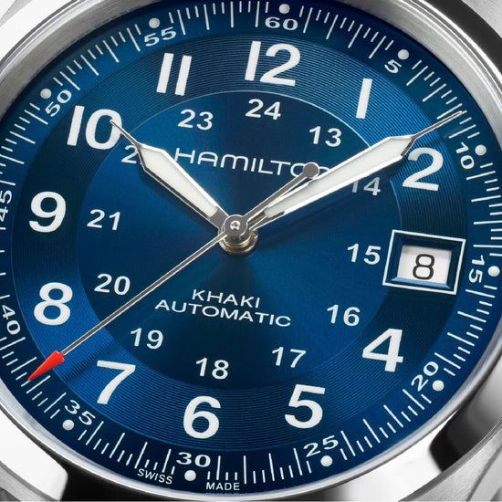 Orologio automatico da uomo Hamilton in acciaio quadrante blu MISURA UNICA