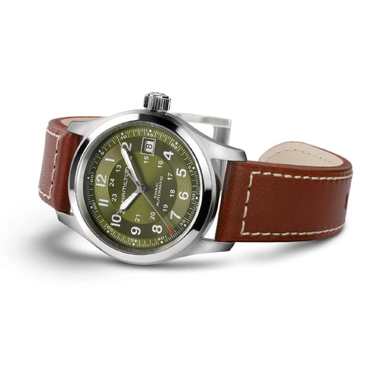 Orologio uomo Hamilton acciaio quadrante verde cinturino pelle MISURA UNICA