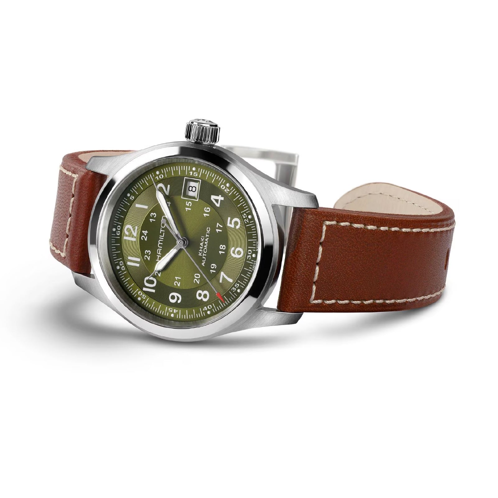 Orologio uomo Hamilton acciaio quadrante verde cinturino pelle MISURA UNICA